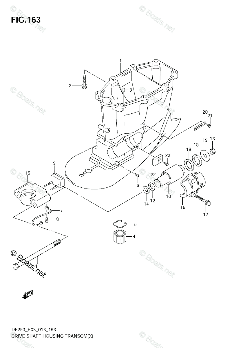 Suzuki Outboard 2013 OEM Parts Diagram for DRIVE SHAFT HOUSING TRANSOM ...