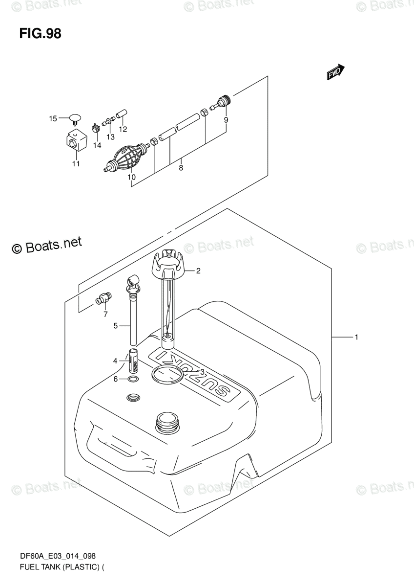 Suzuki Outboard 2014 Oem Parts Diagram For Fuel Tank (plastic 