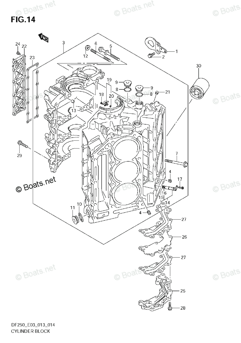 Suzuki Outboard Parts by Model DF 250 OEM Parts Diagram for CYLINDER