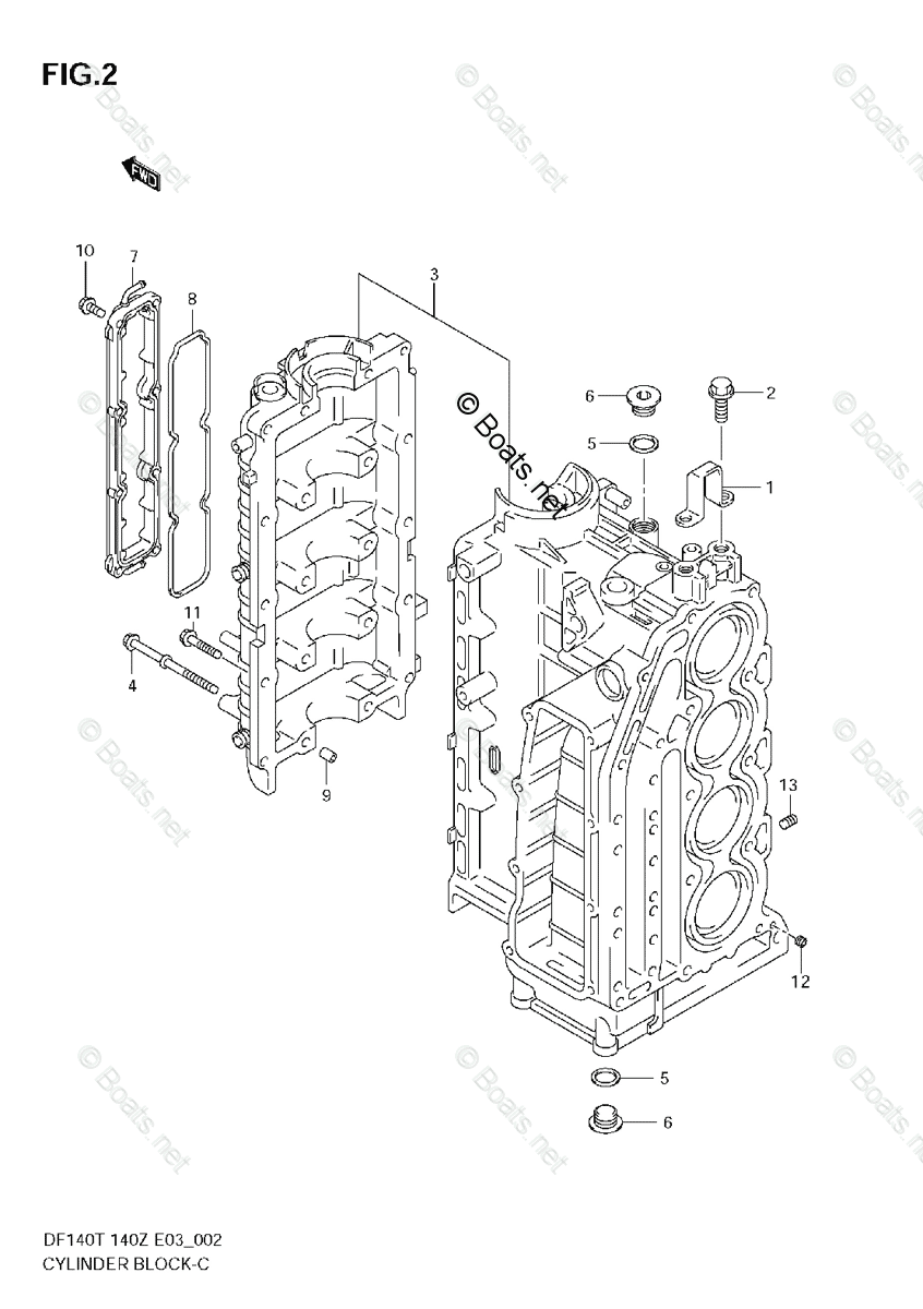 Suzuki Outboard 2007 OEM Parts Diagram for CYLINDER BLOCK Suzuki Outboard 2007 OEM Parts Diagram for CYLINDER BLOCK