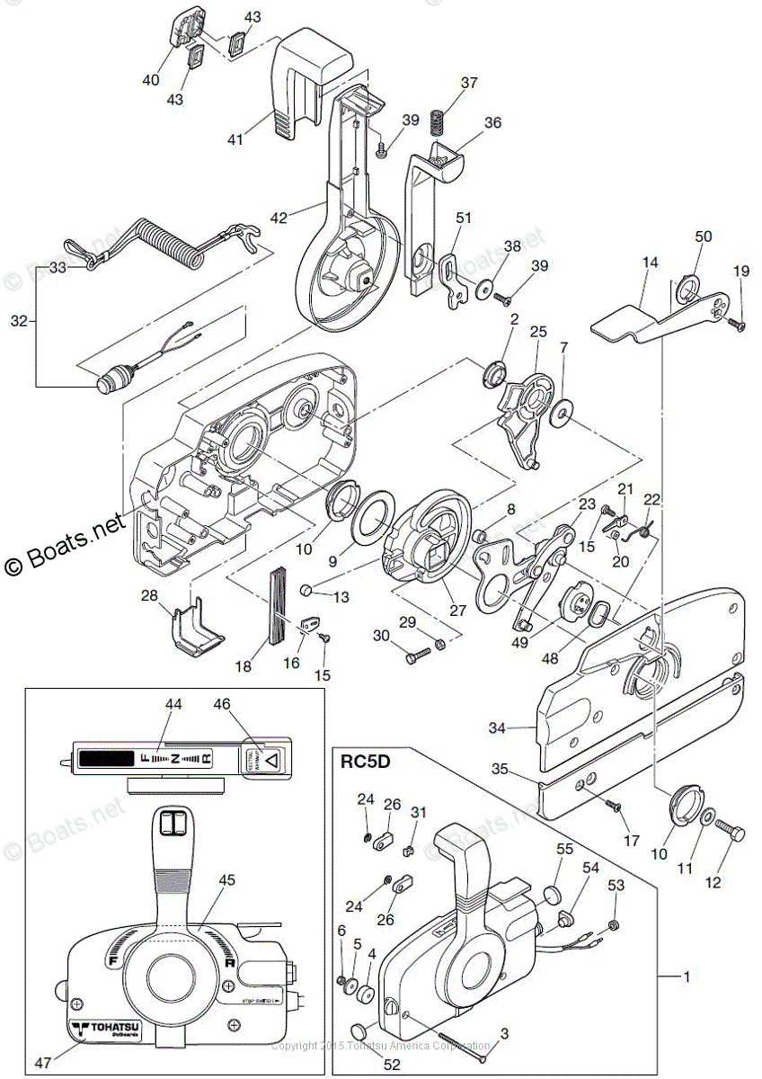 Tohatsu Outboard 2014 OEM Parts Diagram for COMPONENT PARTS OF REMOTE ...