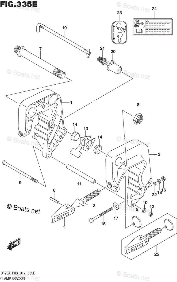 Suzuki Outboard 2017 OEM Parts Diagram for CLAMP BRACKET (DF15A P03