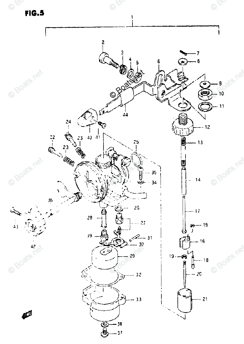 Suzuki Outboard 1997 OEM Parts Diagram for CARBURETOR (MODEL :90