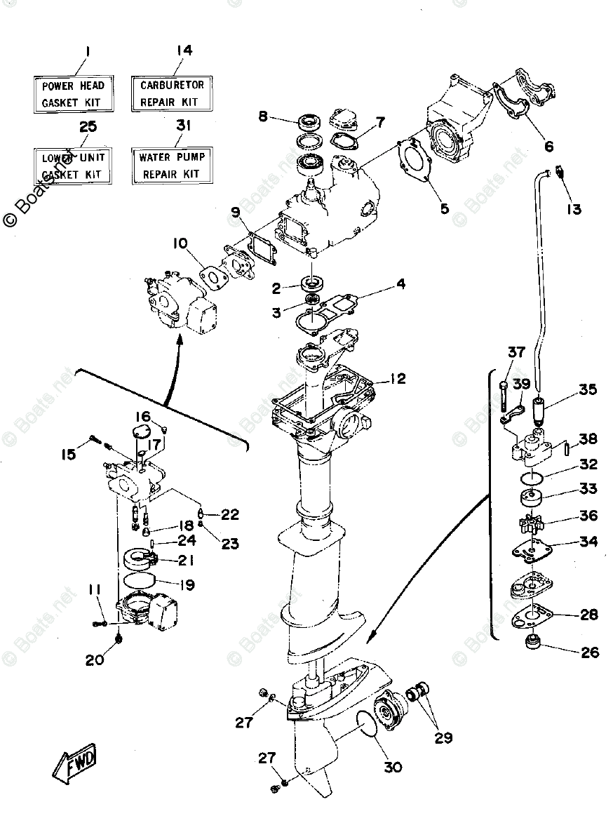 Yamaha Outboard Parts by HP 3HP OEM Parts Diagram for Repair Kit