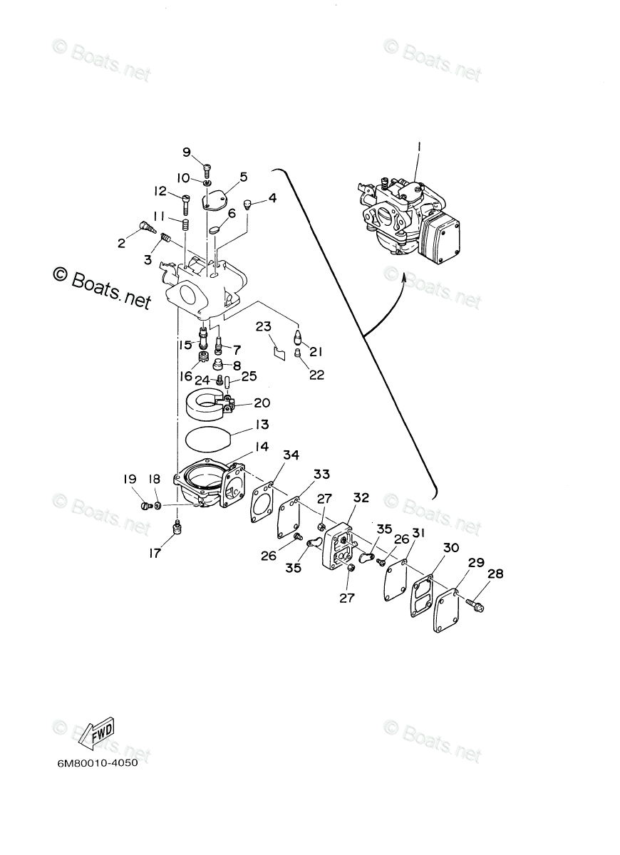 Yamaha Outboard Parts by Year 2003 OEM Parts Diagram for CARBURETOR