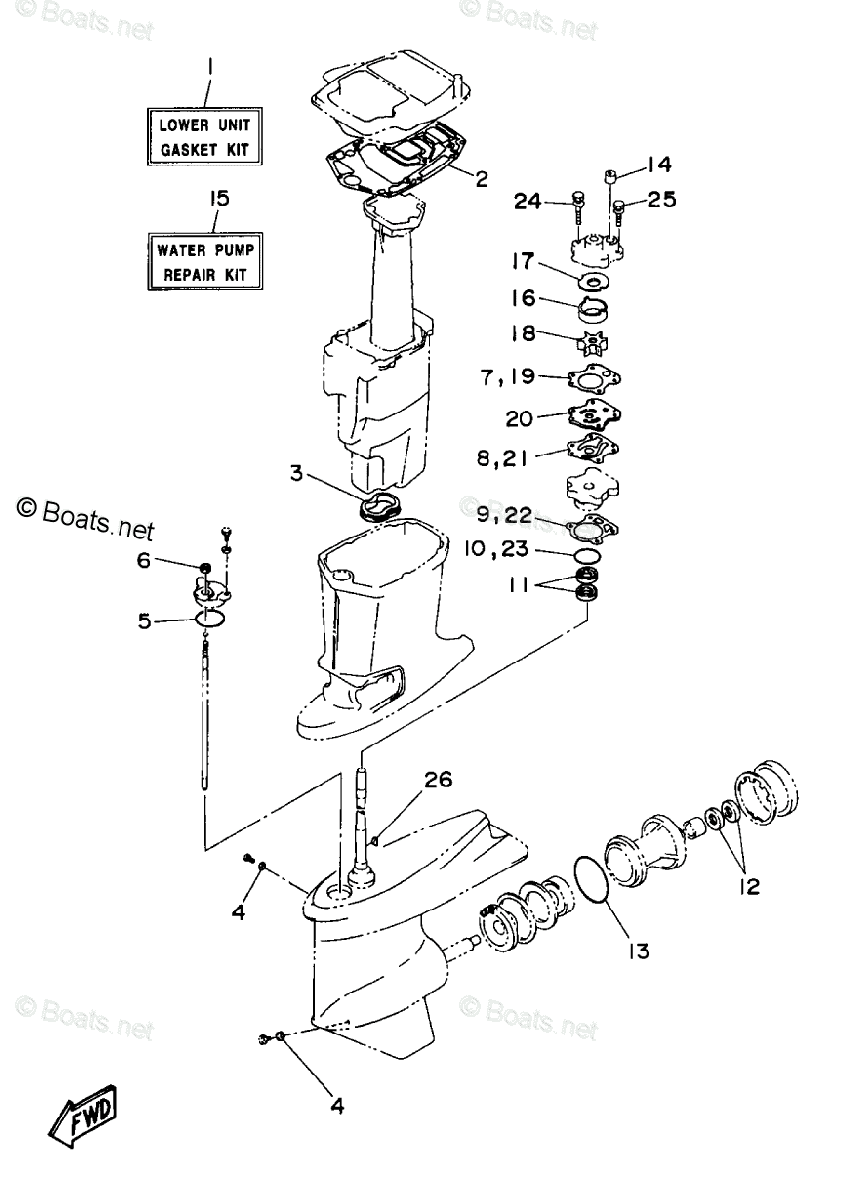 Yamaha Outboard Parts by HP 60HP OEM Parts Diagram for Repair Kit 2