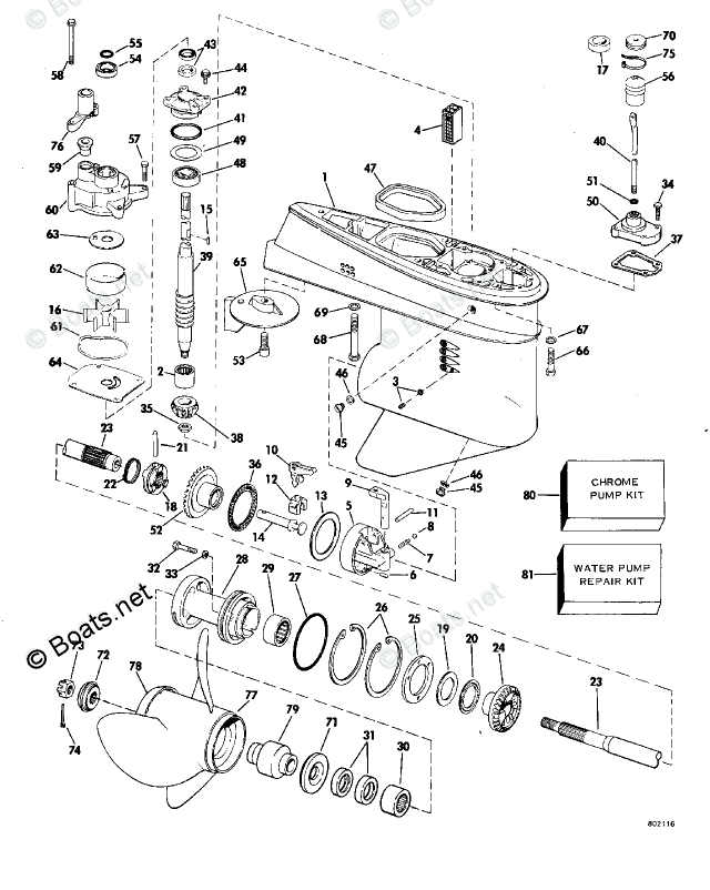 Evinrude Outboard 1980 OEM Parts Diagram for Gearcase | Boats.net