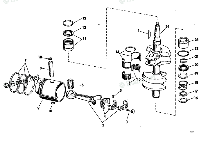 Johnson Outboard Parts by HP 40HP OEM Parts Diagram for CRANKSHAFT