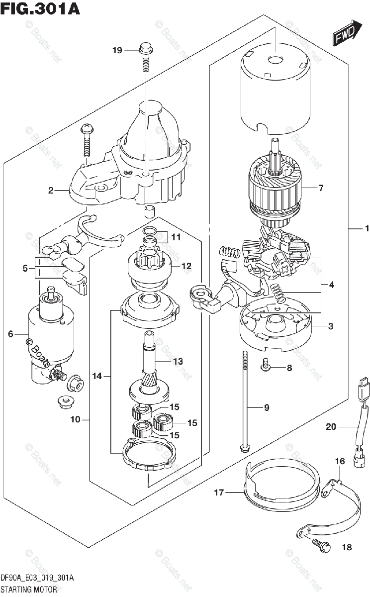 Suzuki Outboard Parts by Year 2019 OEM Parts Diagram for STARTING MOTOR