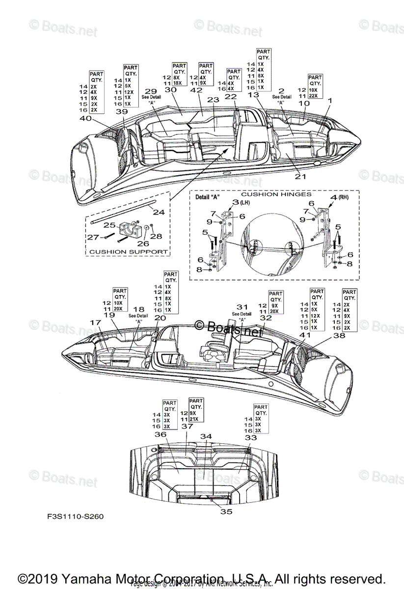 Yamaha Boats 2017 OEM Parts Diagram for Seat_Cushion