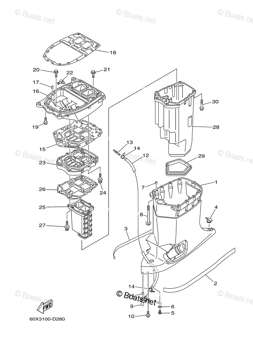 Yamaha Outboard 2009 OEM Parts Diagram for Upper Casing