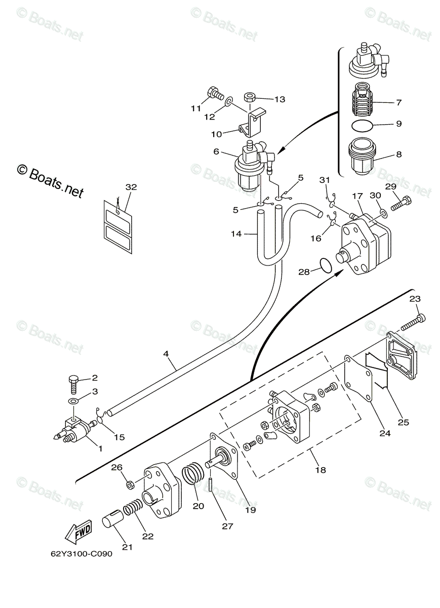 Yamaha Outboard 2004 OEM Parts Diagram for Fuel 1 | Boats.net