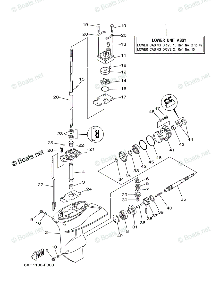 Yamaha Outboard 2008 OEM Parts Diagram for Lower Casing Drive 1 | Boats.net