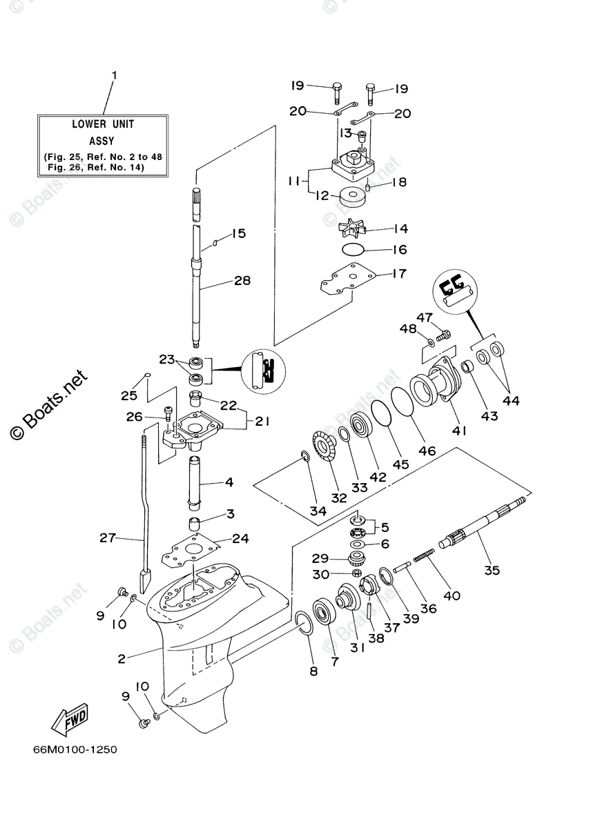 Yamaha Outboard 2003 OEM Parts Diagram for Lower Casing Drive 1