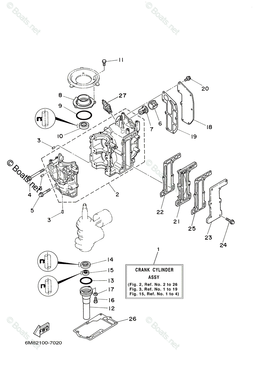 Yamaha Outboard 2003 OEM Parts Diagram for CYLINDER CRANKCASE | Boats.net