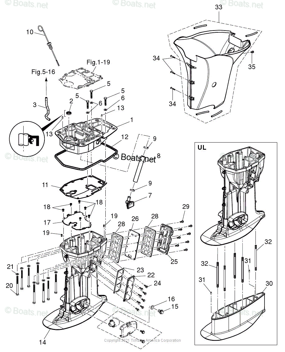Tohatsu Outboard 2021 OEM Parts Diagram for DRIVE SHAFT HOUSING