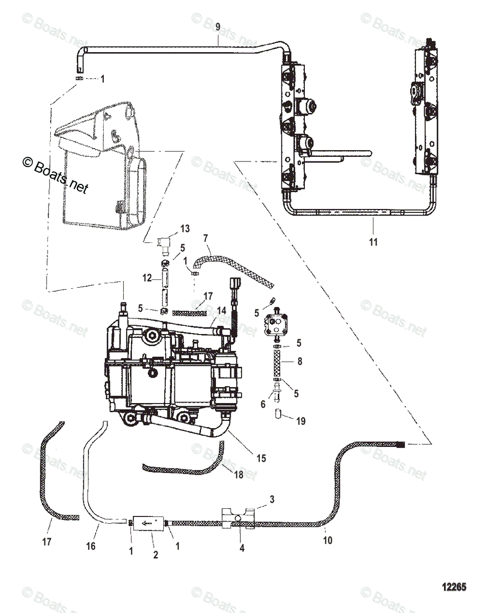 Mercury Outboard 200HP OEM Parts Diagram for Fuel System