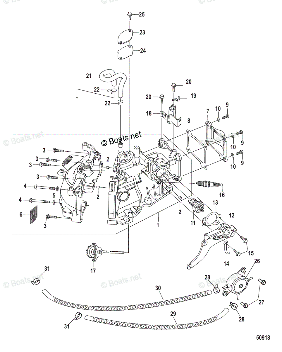 Mercury Outboard 3.5HP OEM Parts Diagram for Cylinder Block, EPA Models ...