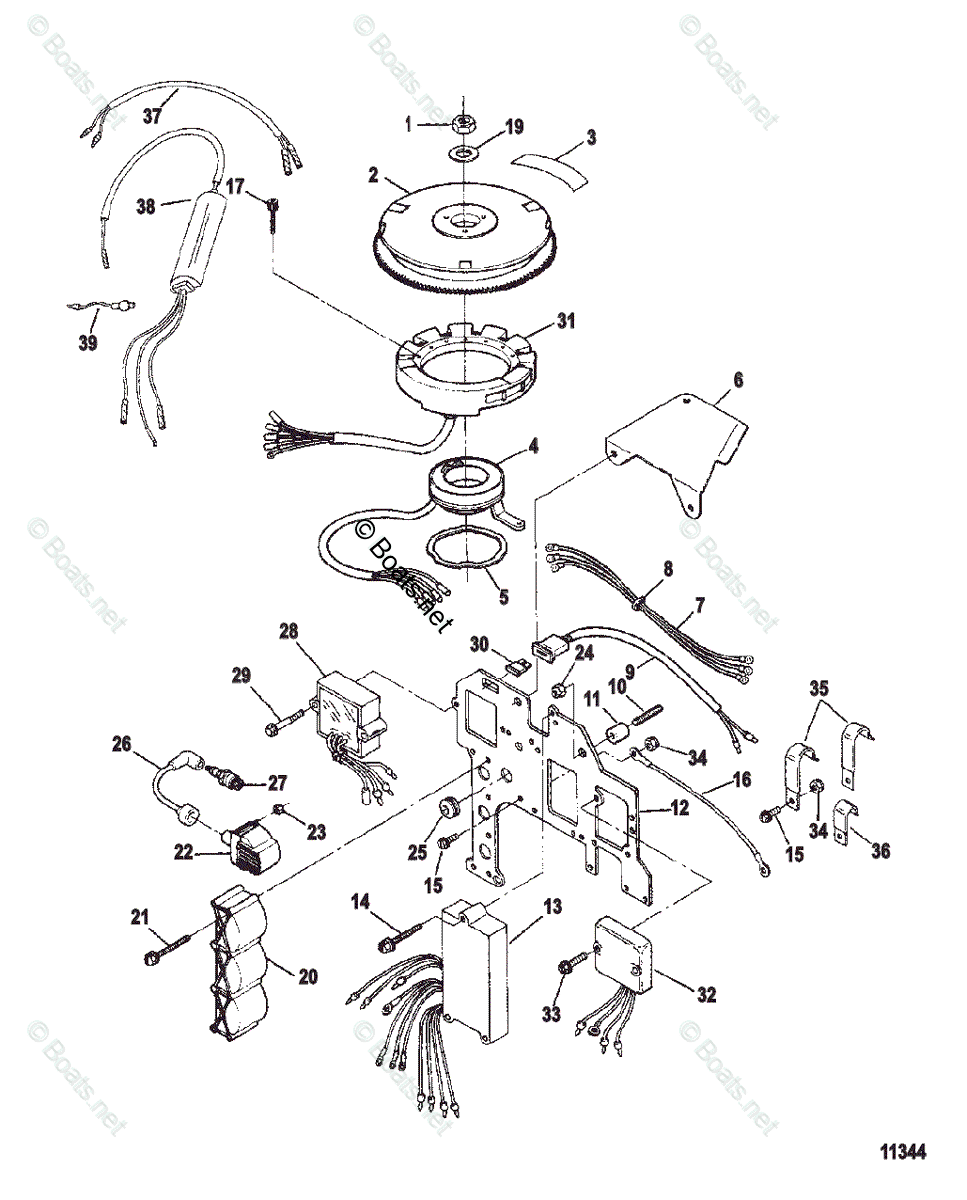 Mercury Sportjet Jet Drive 90HP OEM Parts Diagram for Ignition