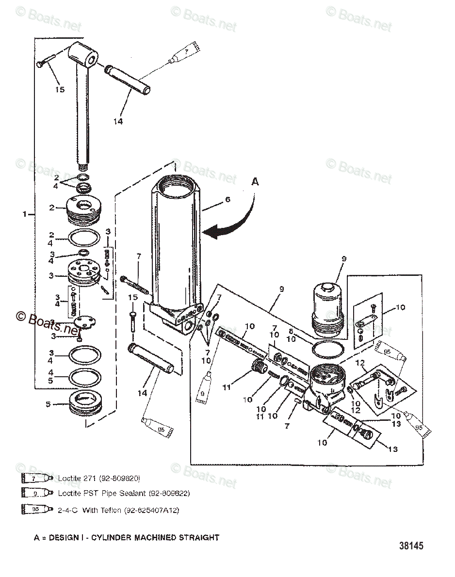 Mercury Outboard 50HP OEM Parts Diagram For Manual Tilt Components ...