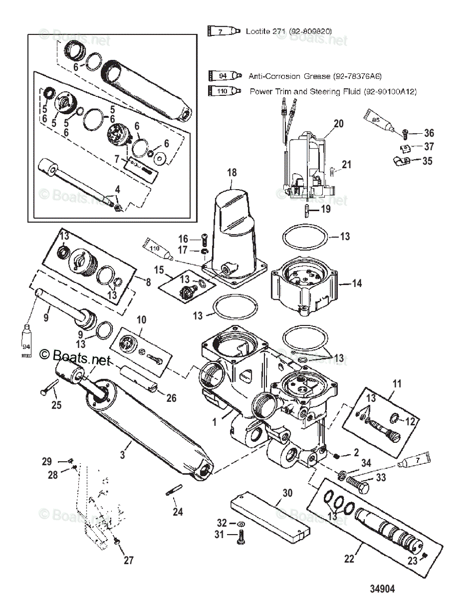 Mercury Outboard 200HP OEM Parts Diagram for Power Trim Components ...