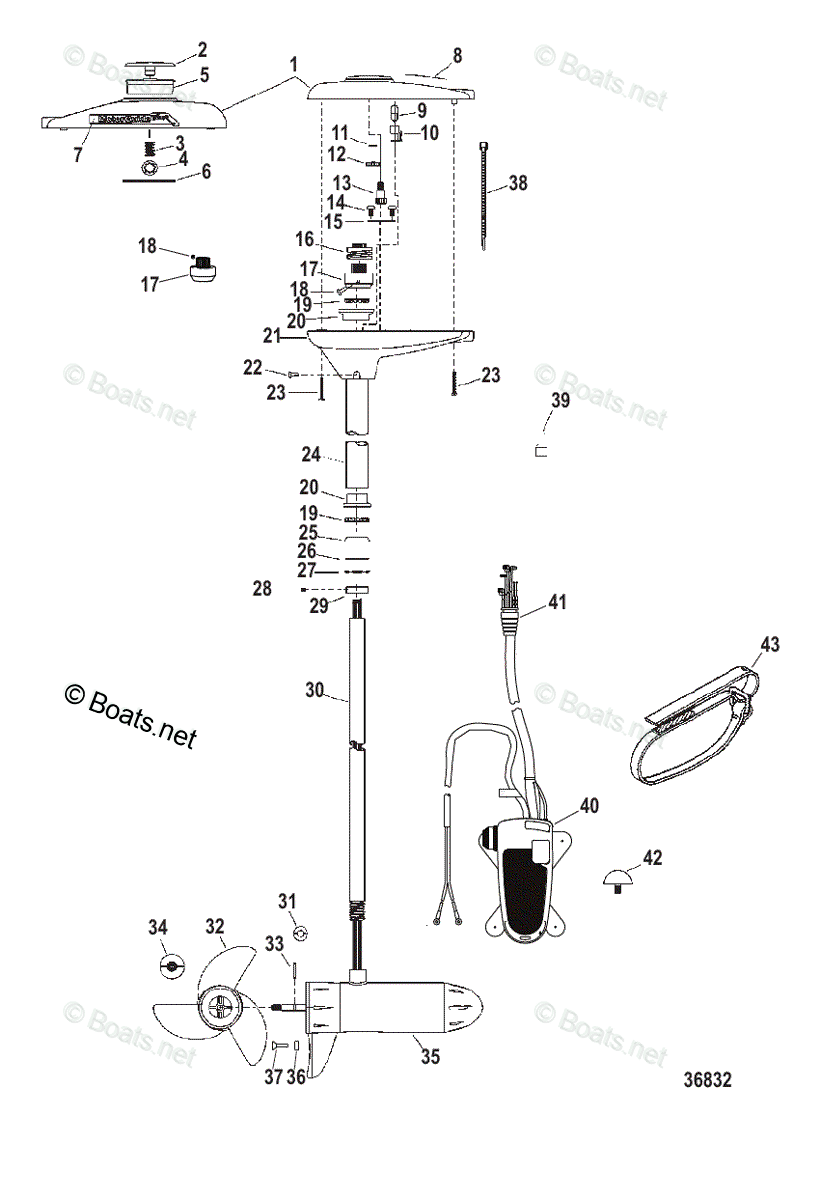 Trolling Motor Tour Series OEM Parts Diagram for