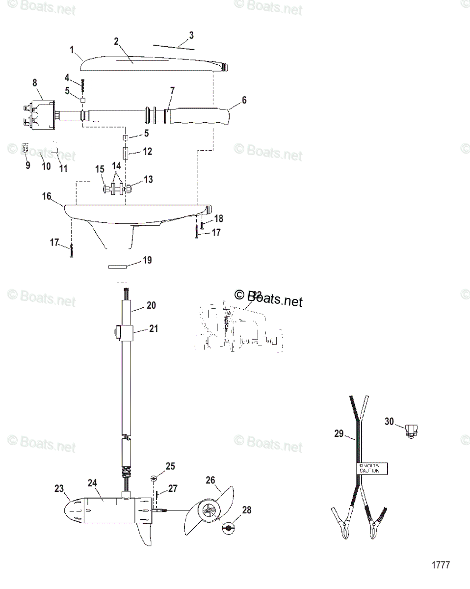 Trolling Motor TT Thruster Series OEM Parts Diagram for Complete Trolling