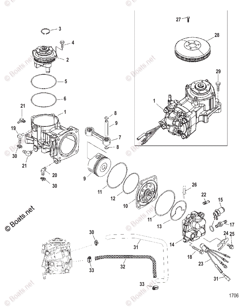 Mercury Sportjet Jet Drive 250HP OEM Parts Diagram for Air Compressor