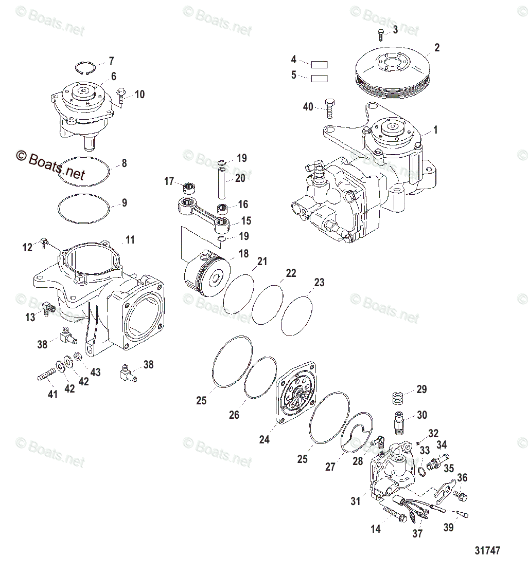 Mercury Sportjet Jet Drive 200HP OEM Parts Diagram for Air Compressor