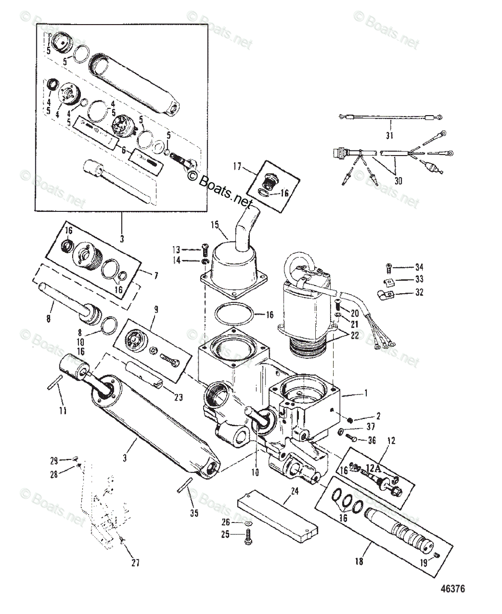 Mercury Outboard 200hp Oem Parts Diagram For Power Trim Components 