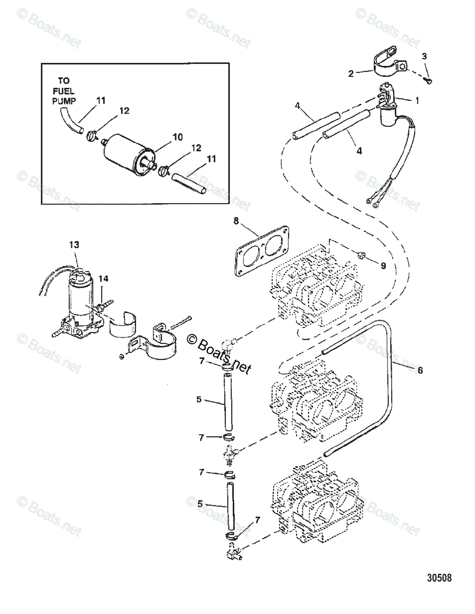 Mercury Outboard 150HP OEM Parts Diagram for FUEL LINES AND FUEL PUMP ...