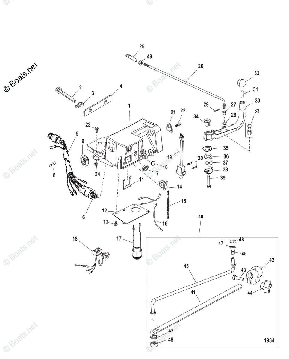 Mercury Outboard 90HP OEM Parts Diagram for Steering Handle Kit ...