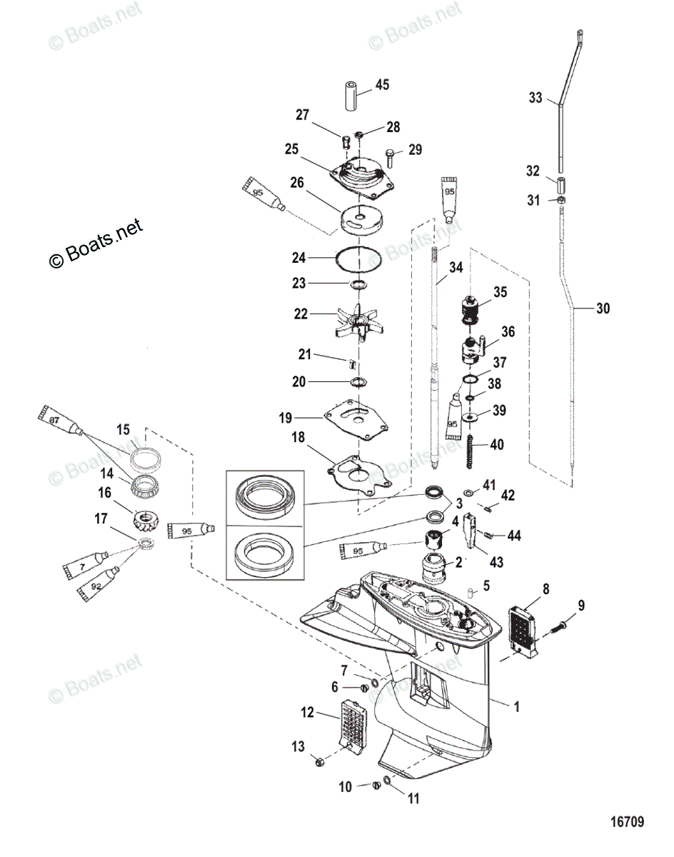 Mercury Outboard 15HP OEM Parts Diagram for Gear Housing(Driveshaft)(2. ...