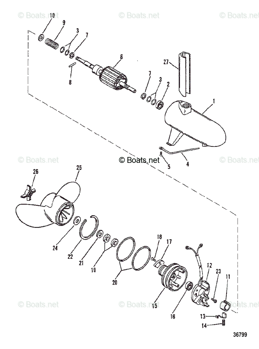 Trolling Motor Thruster OEM Parts Diagram for ELECTRIC MOTOR