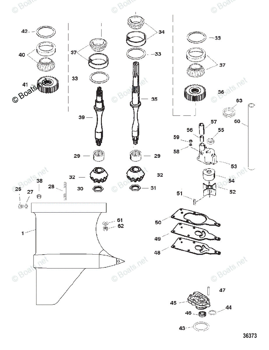 Mercury Outboard 300HP OEM Parts Diagram For GEAR HOUSING (DRIVESHAFT ...