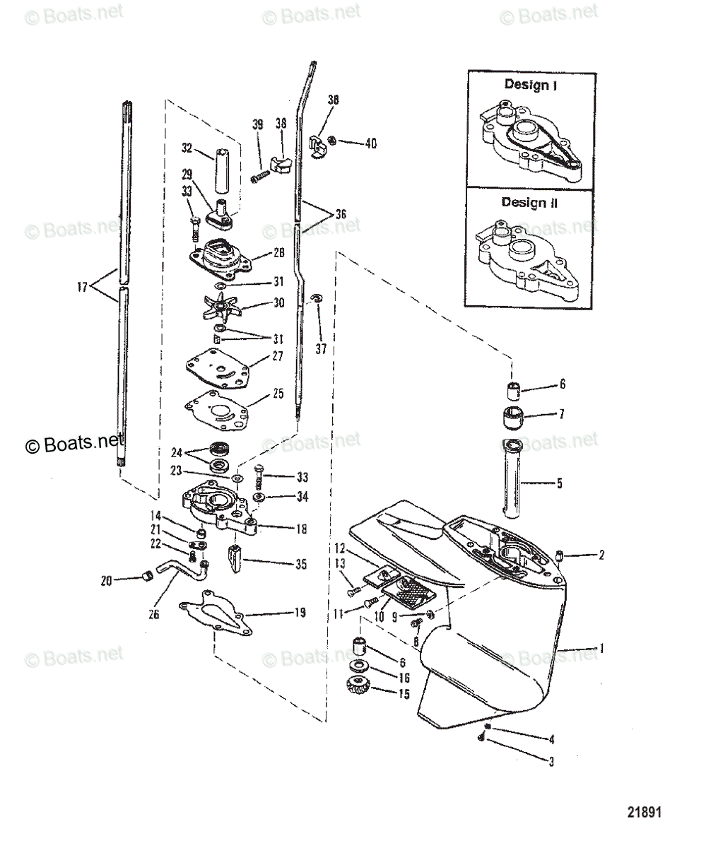 Mercury Outboard 9.9HP OEM Parts Diagram for Gear Hsg(Driveshaft-Design ...