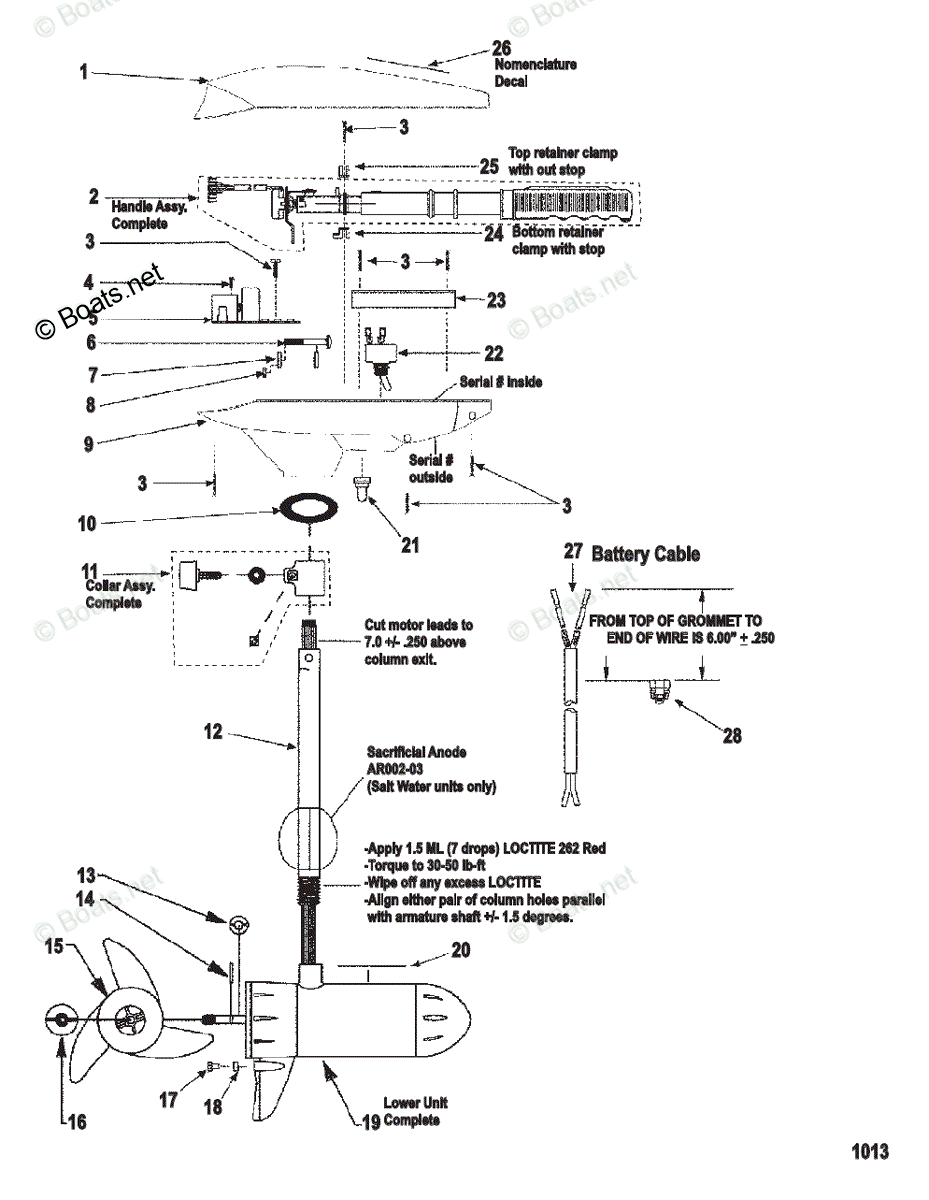 Trolling Motor Energy Series OEM Parts Diagram