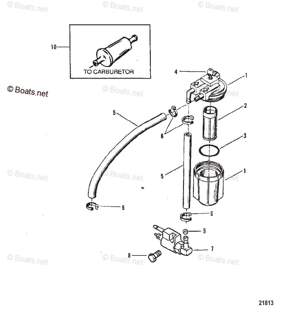 Mercury Outboard 25HP OEM Parts Diagram for Fuel Filter Assembly