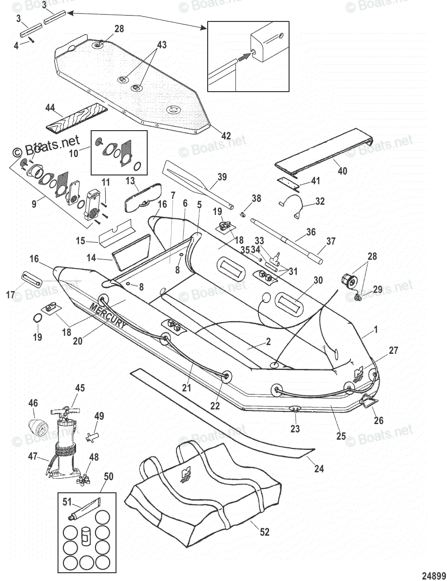 Mercury Inflatable Boats 2007 OEM Parts Diagram for Air Deck Models