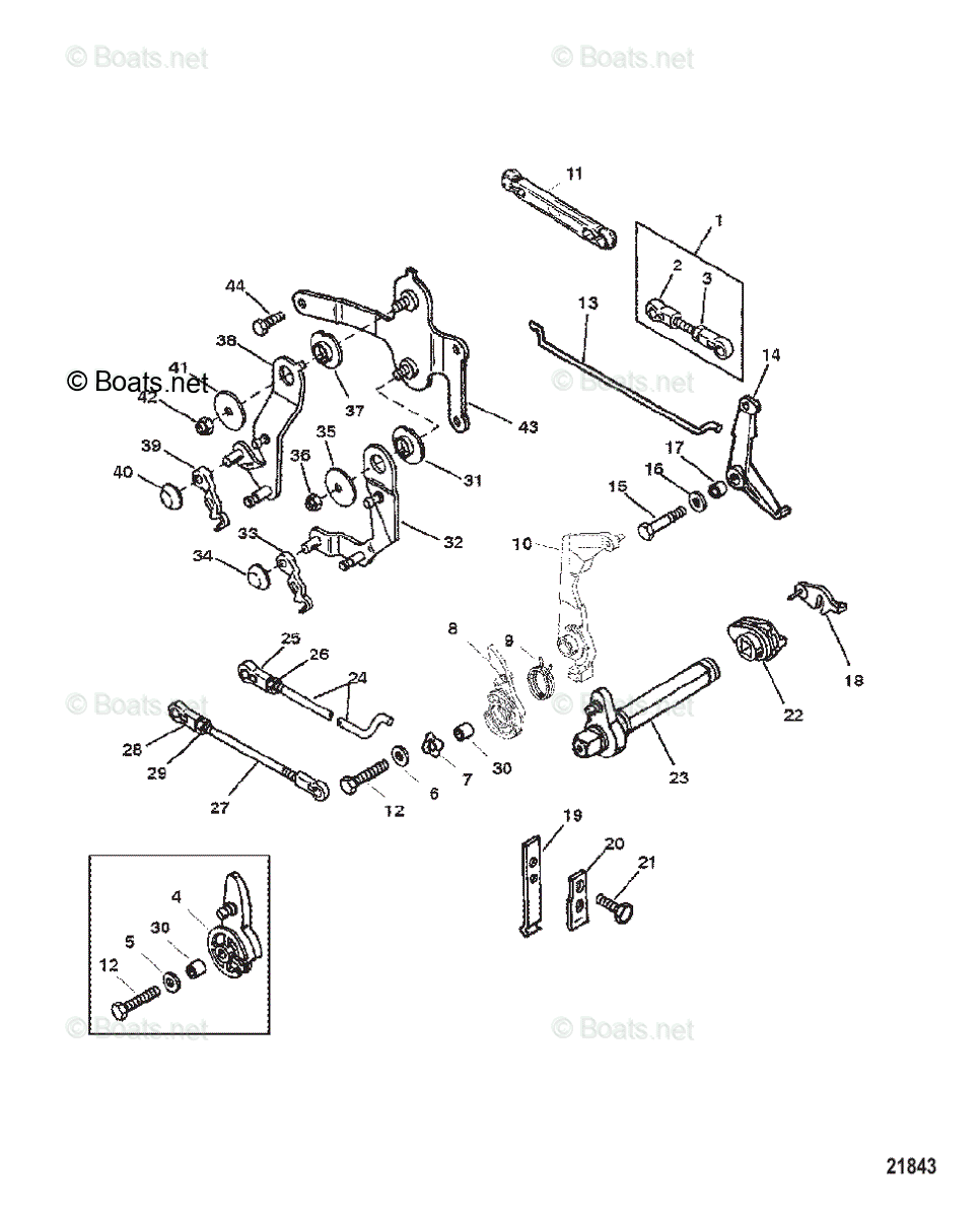 Mercury Outboard 25HP OEM Parts Diagram for Throttle and Shift Linkage