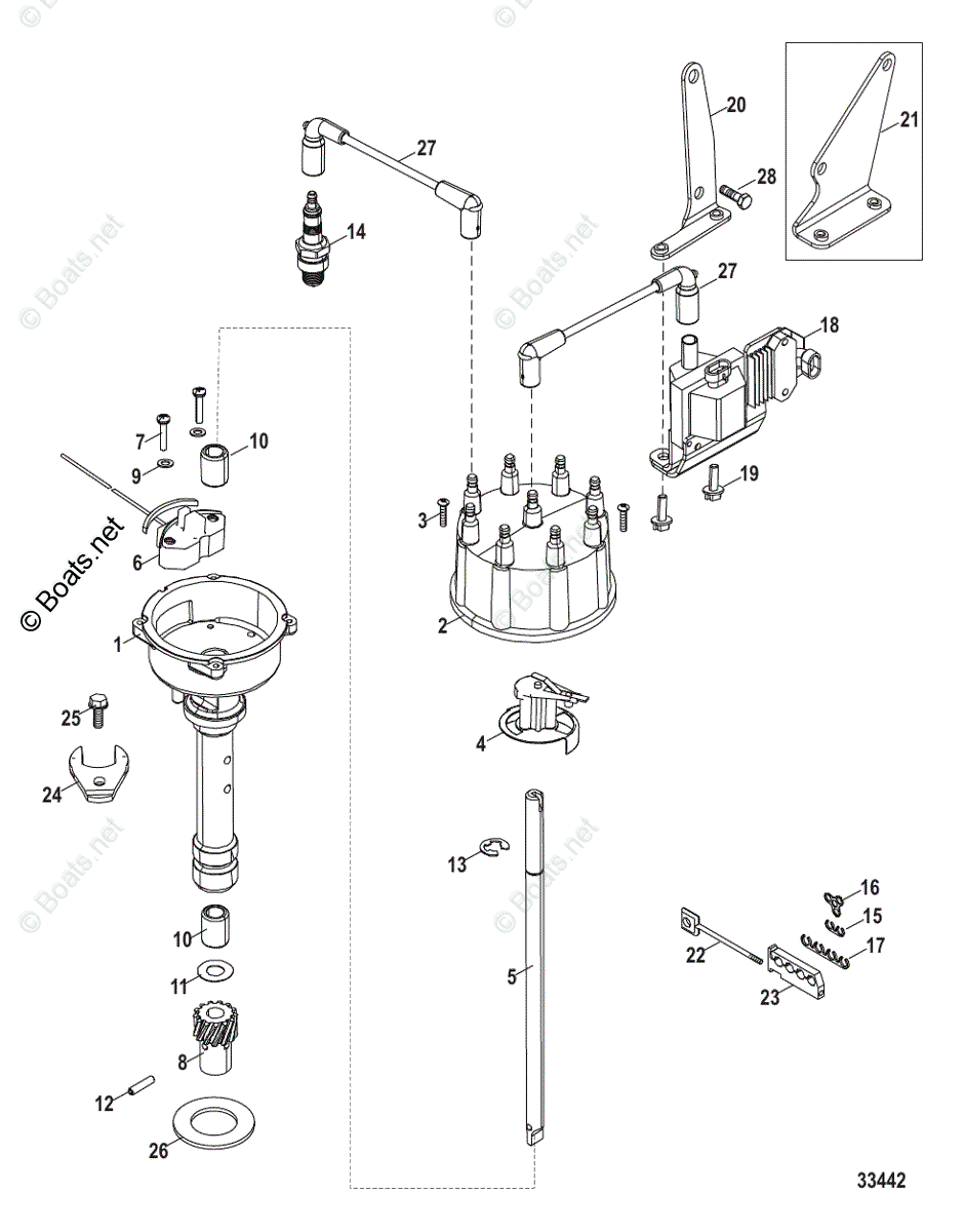 Mercruiser Inboard Gas Engines Oem Parts Diagram For Distributor And 