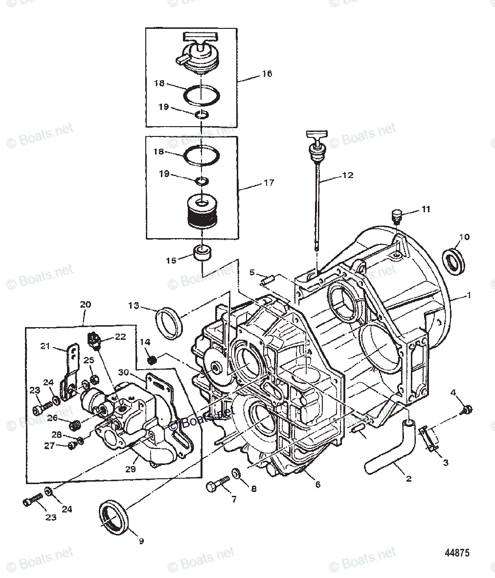 Mercruiser Inboard Gas Engines OEM Parts Diagram for TRANSMISSION (IN ...