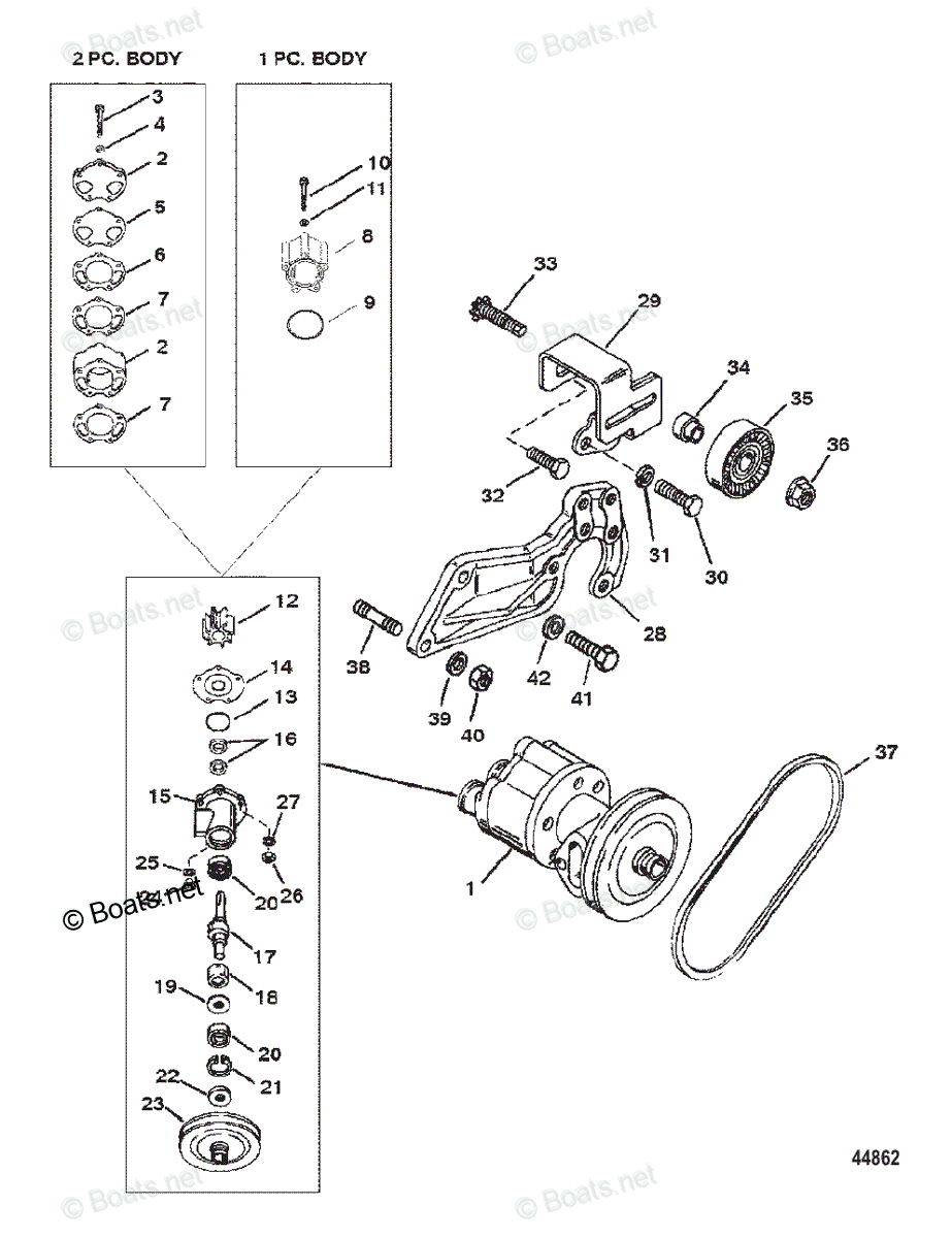 Mercruiser Inboard Gas Engines OEM Parts Diagram for SEA WATER PUMP(VST