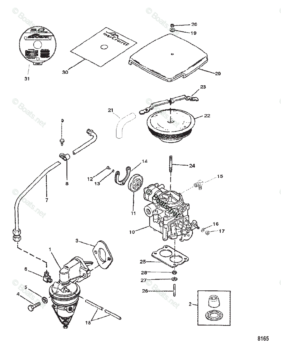 Mercruiser Sterndrive Gas Engines OEM Parts Diagram for FUEL PUMP AND ...