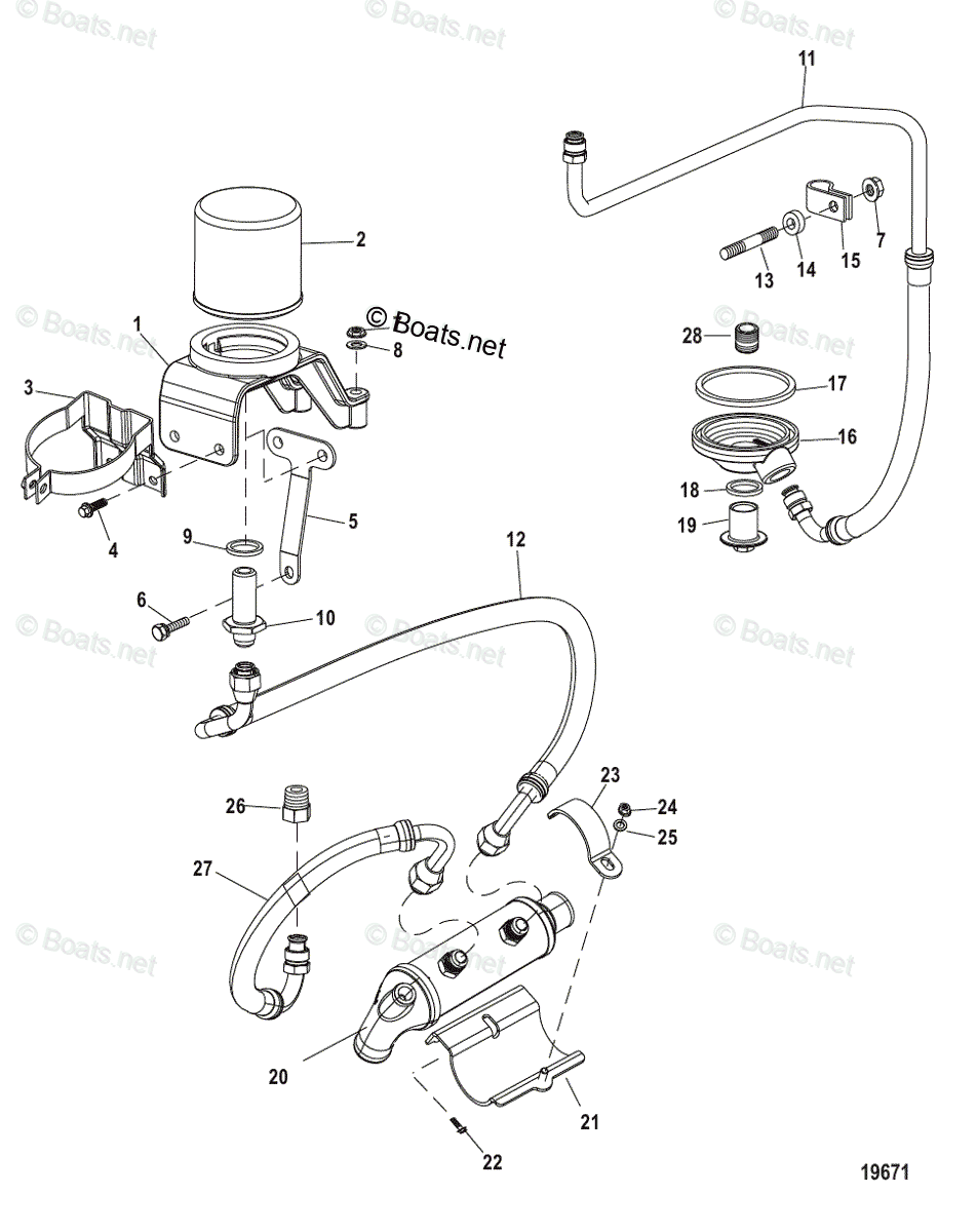 Mercruiser Sterndrive Gas Engines OEM Parts Diagram for Remote Oil ...