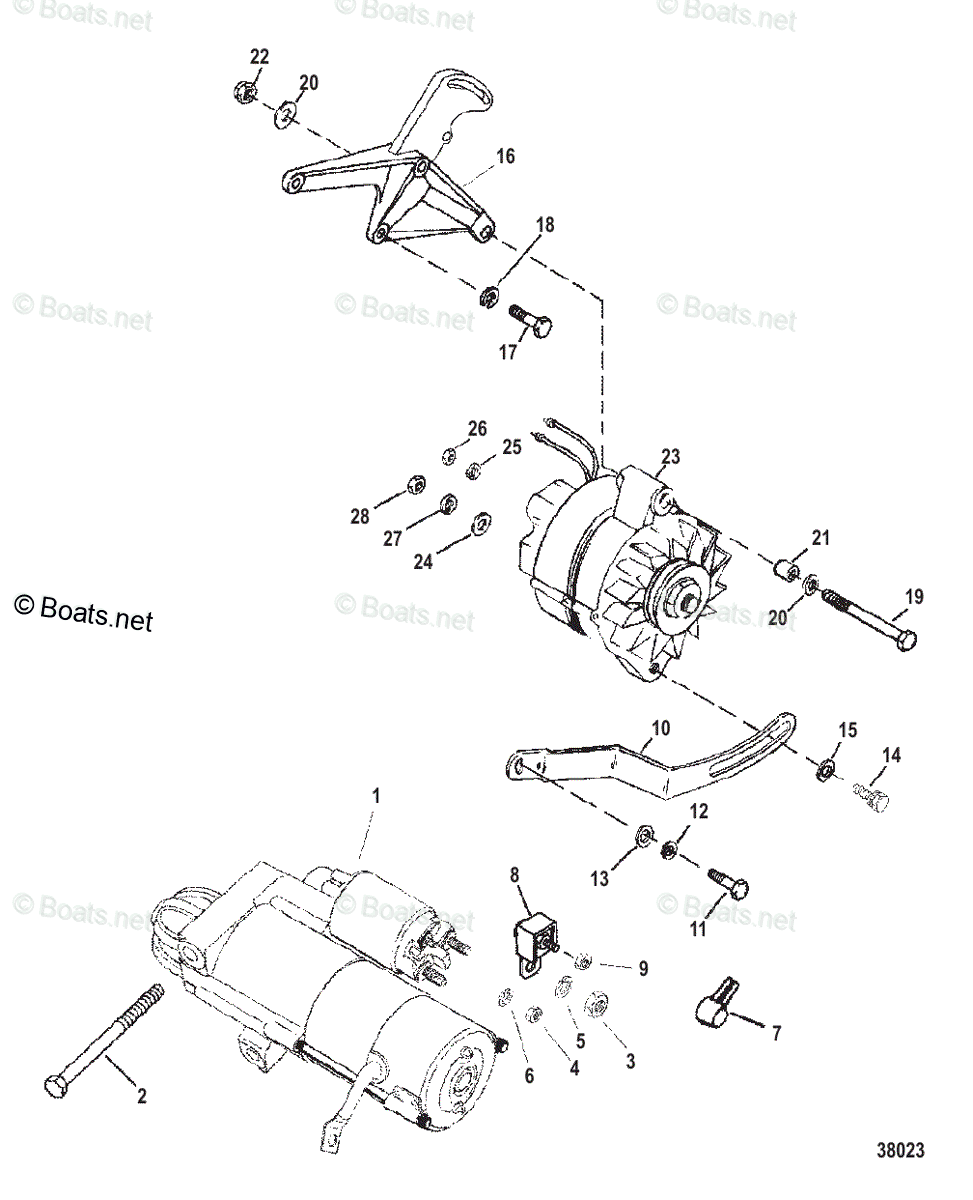 Mercruiser Sterndrive Gas Engines OEM Parts Diagram for STARTER AND