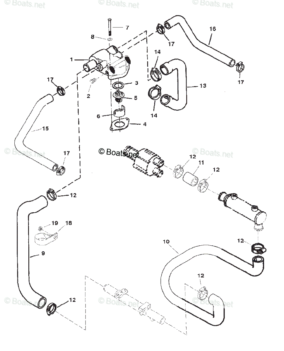 Mercruiser Inboard Gas Engines OEM Parts Diagram for Standard Cooling ...