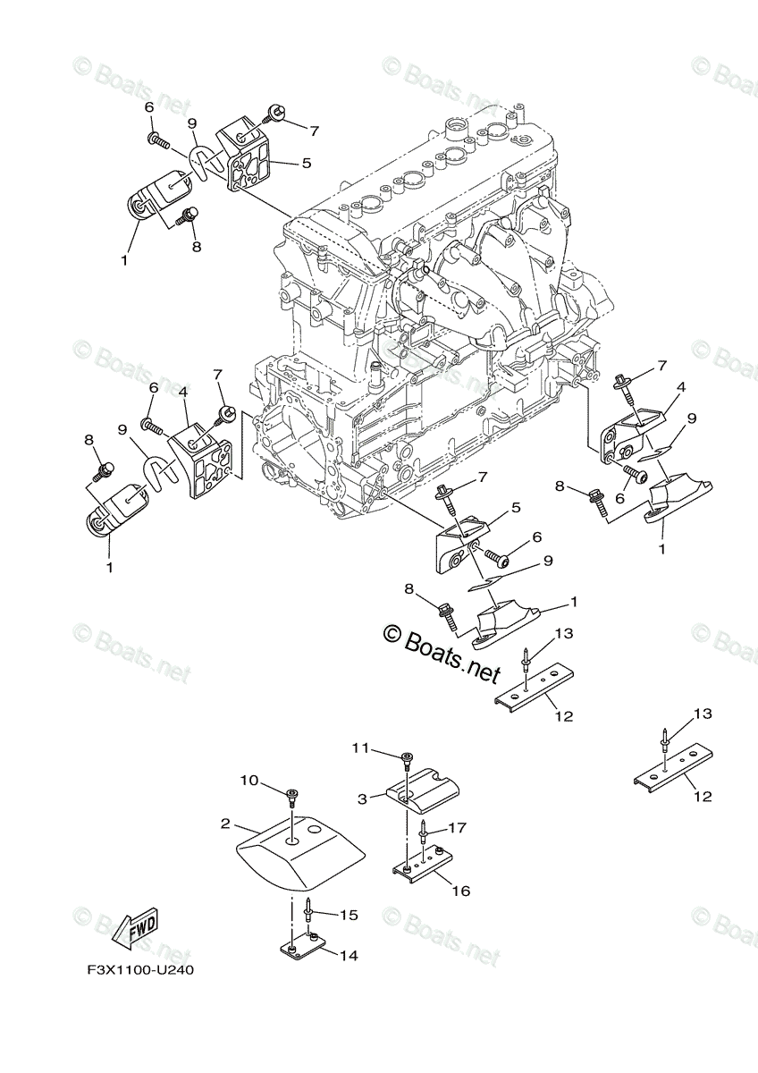 Yamaha Waverunner 2021 OEM Parts Diagram for Engine Mount | Boats.net
