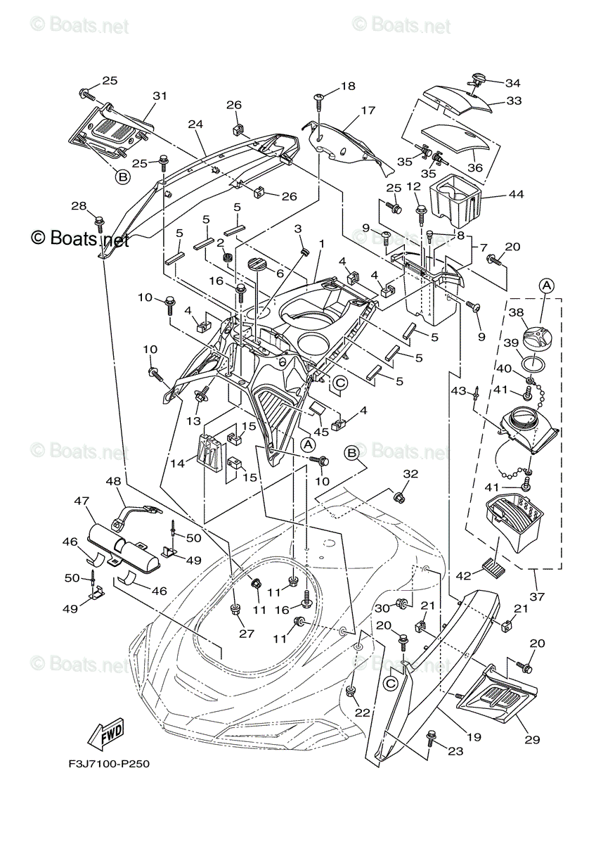 Yamaha Waverunner 2015 OEM Parts Diagram for Engine Hatch 1 Yamaha Waverunner 2015 OEM Parts Diagram for Engine Hatch 1