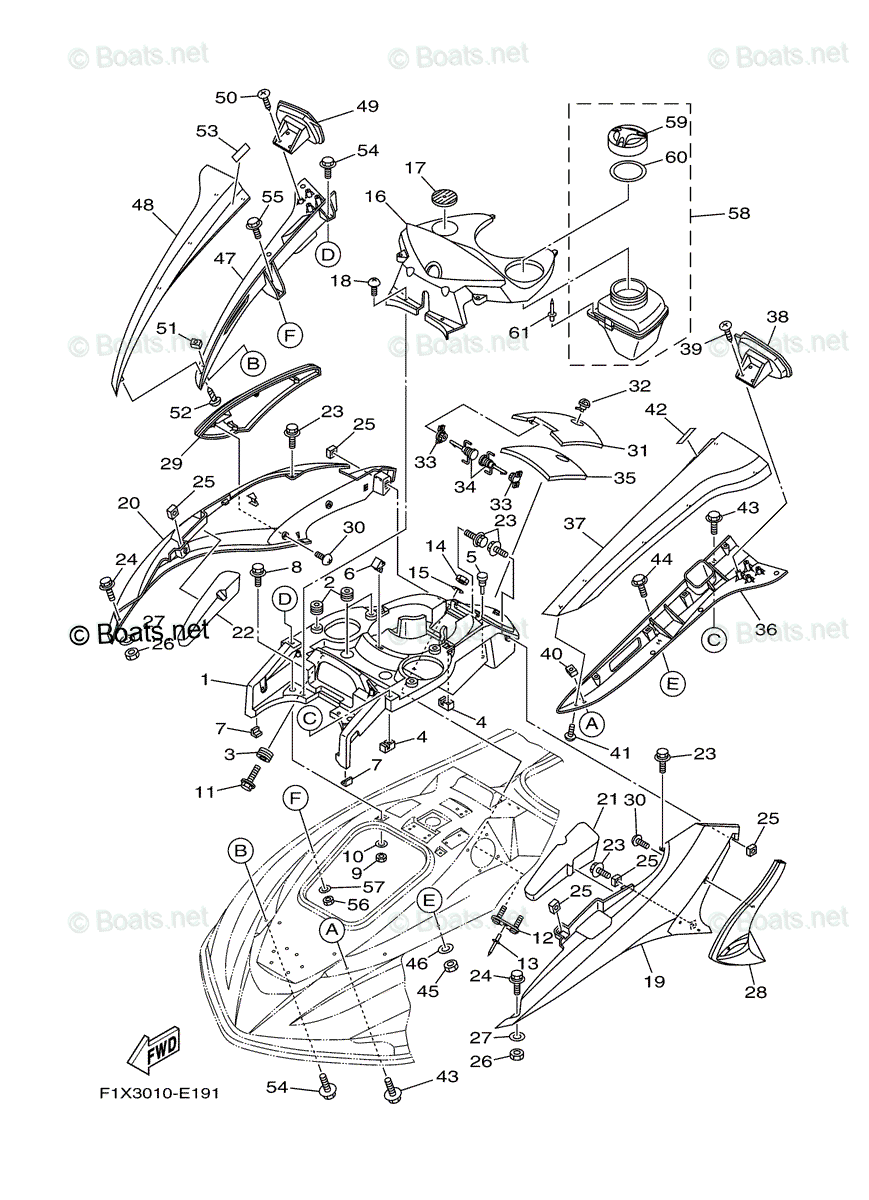 Yamaha Waverunner 2007 OEM Parts Diagram for Engine Hatch 1 